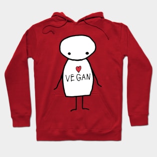 VEGAN - Cute Drawing with Red Heart Hoodie